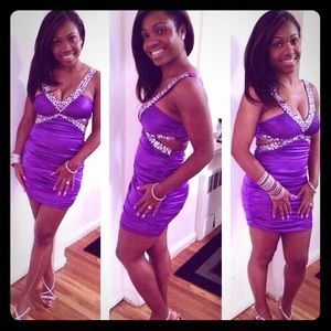 PURPLE SATIN PARTY DRESS